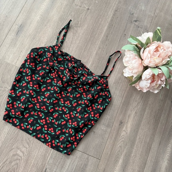 Forever 21 Cherries Cowl Drape Strappy Blouse - Picture 3 of 8